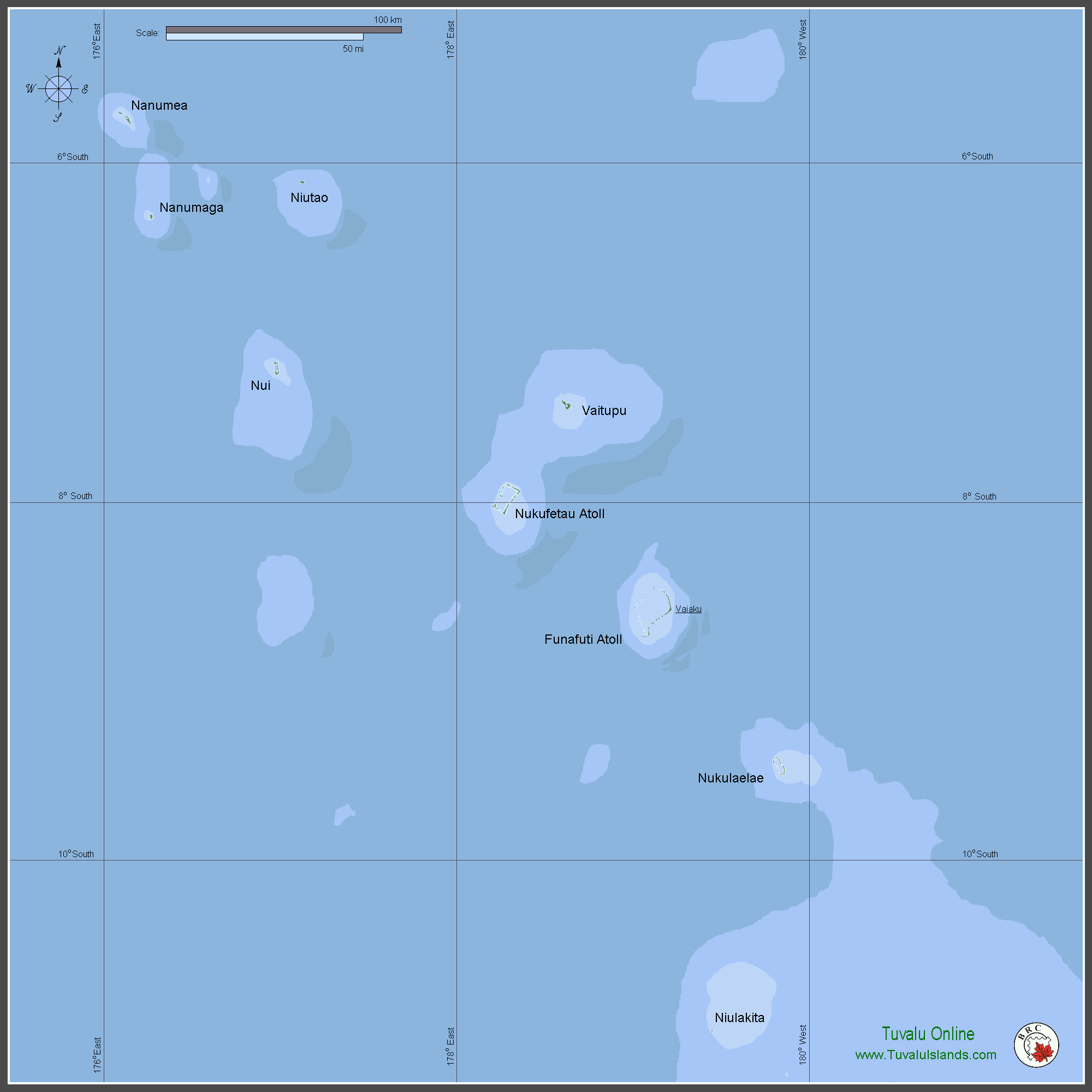 Tuvalu carte pacifique